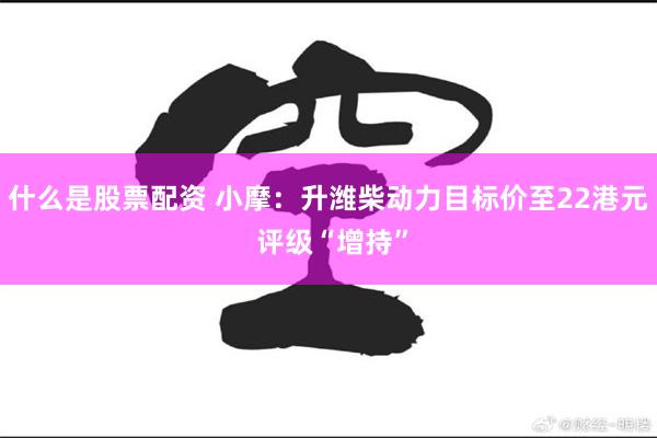 什么是股票配资 小摩：升潍柴动力目标价至22港元 评级“增持”